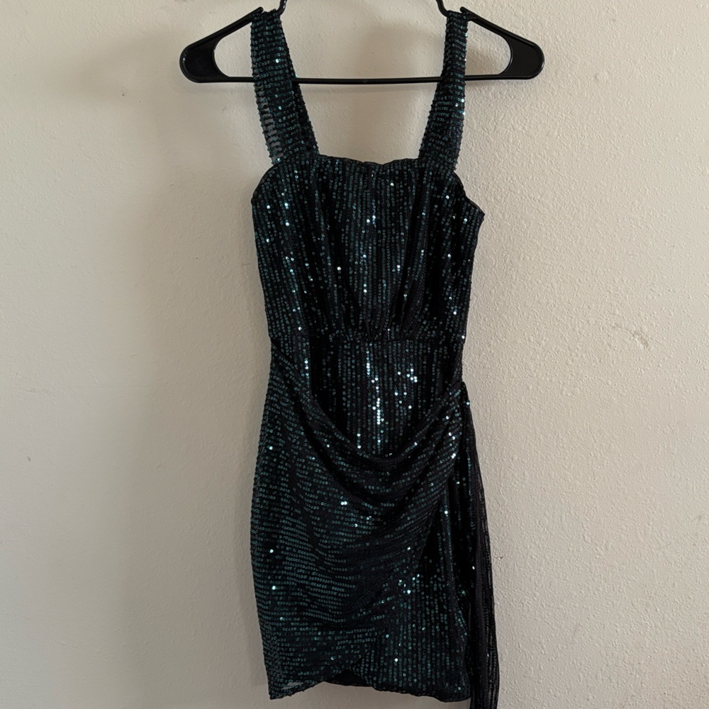 Elegant Black Sequin Mini Dress